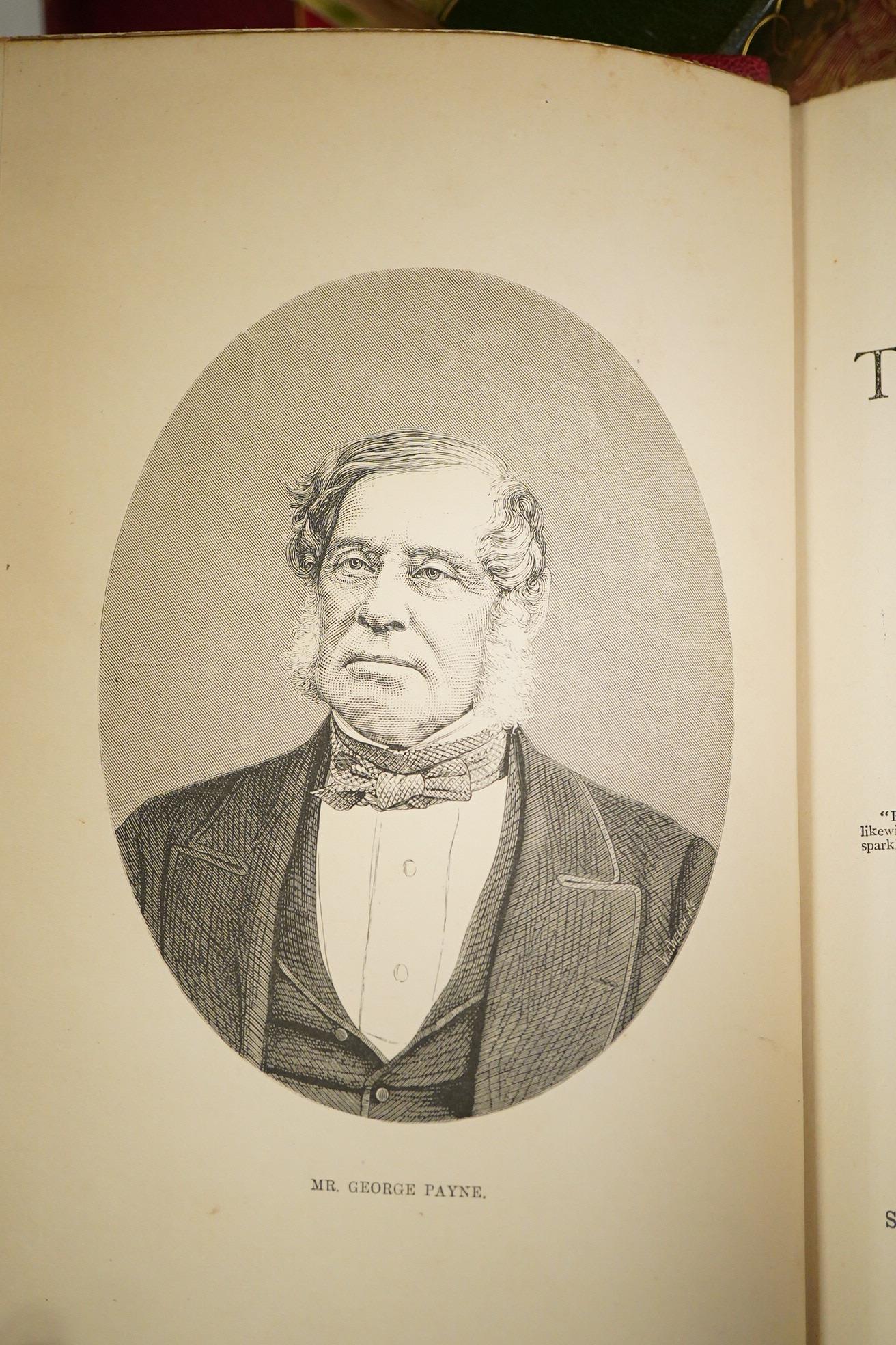 Rice, James - History of the British Turf ... 2 vols. frontispieces. rebound red morocco, gilt pictorial panelled spines, retaining the original gilt and pictorial upper covers (appropriately mounted), marbled e/ps., med